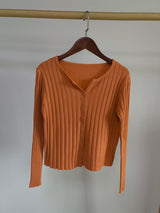 Thick Rib Crew Neck Knit Cardigan