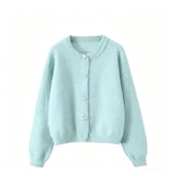 Faux Mink Pearl Button Cardigan
