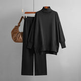 Turtleneck Side Slit Knit Two Piece Set