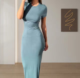 Milk Silk Short Sleeve Maxi Dress