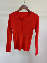 Stretch Ribbed V Neck Knit Top