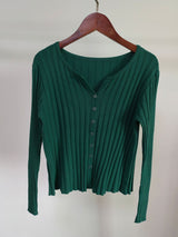 Thick Rib Crew Neck Knit Cardigan