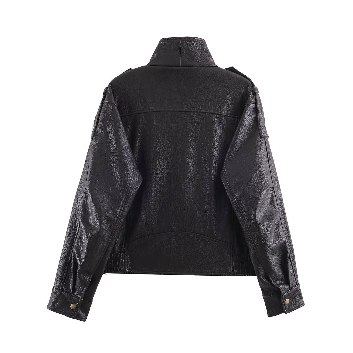 Faux Leather Bomber Jacket