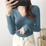 Super Soft Ribbed V Neck Pullover