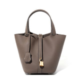 Leather Basket Bucket Bag