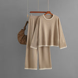 Contrast Trim Mercerised Cotton Knit Set