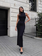 Sleeveless Knit Column Maxi Dress