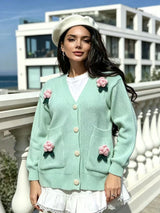 Crochet Flower Knit Cardigan
