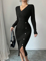 Button Front Knit Maxi Dress