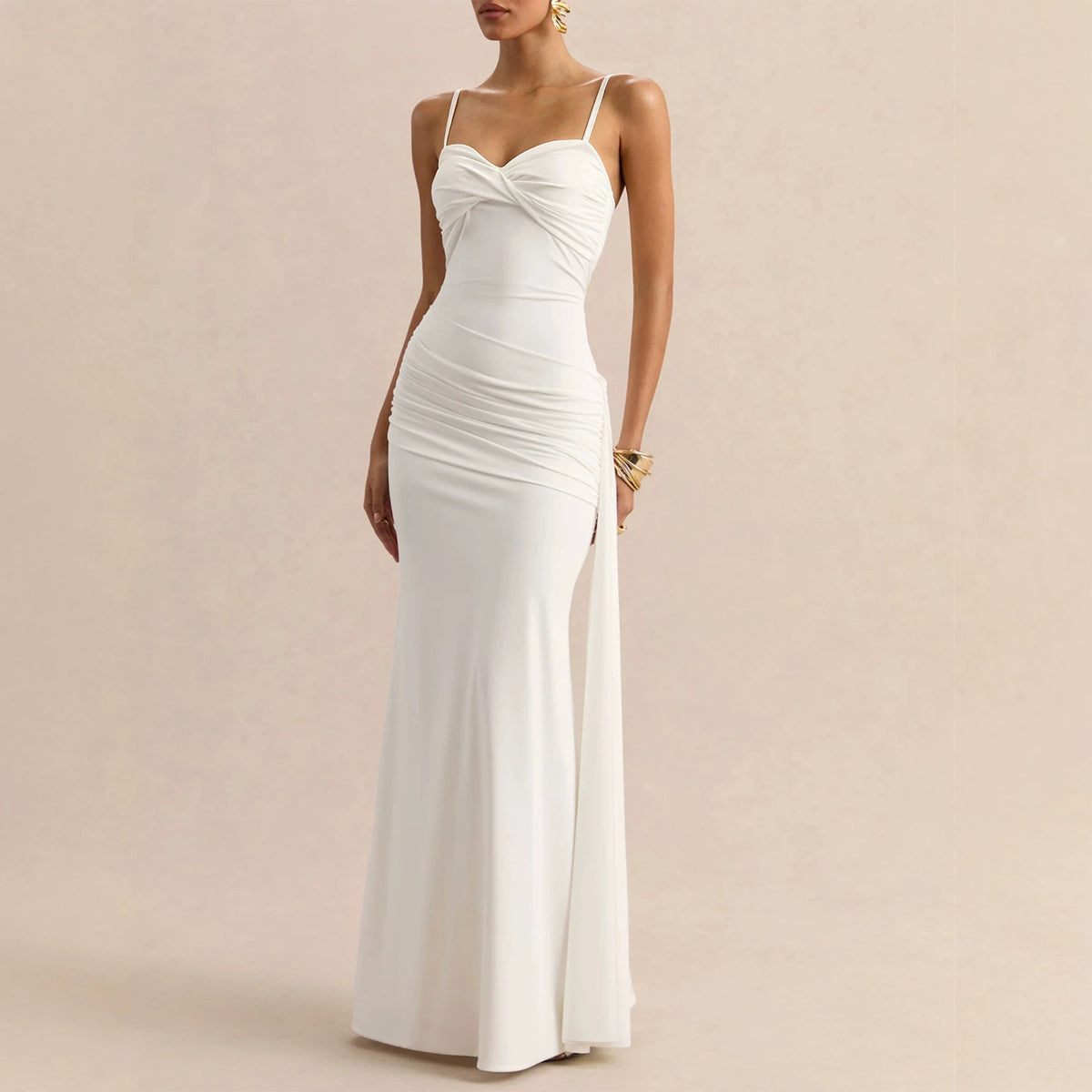 Twisted Bandeau Fishtail Maxi Dress