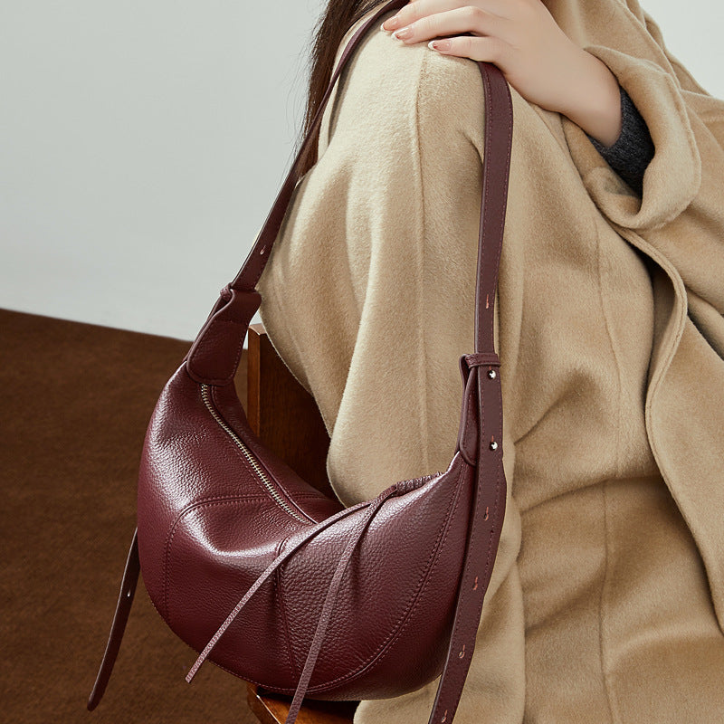 Leather Croissant Shoulder Bag