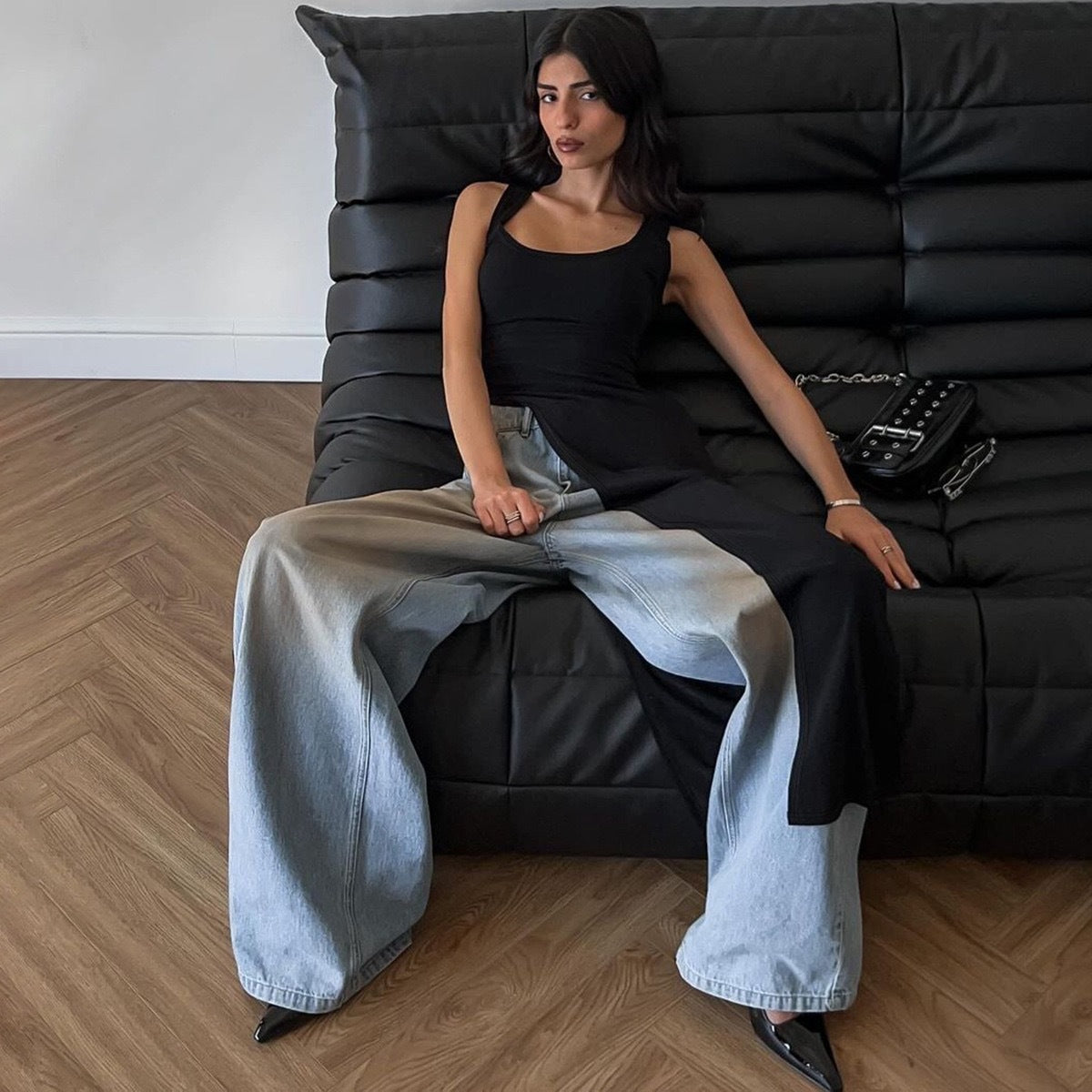 Asymmetric Hem Longline Tank Top