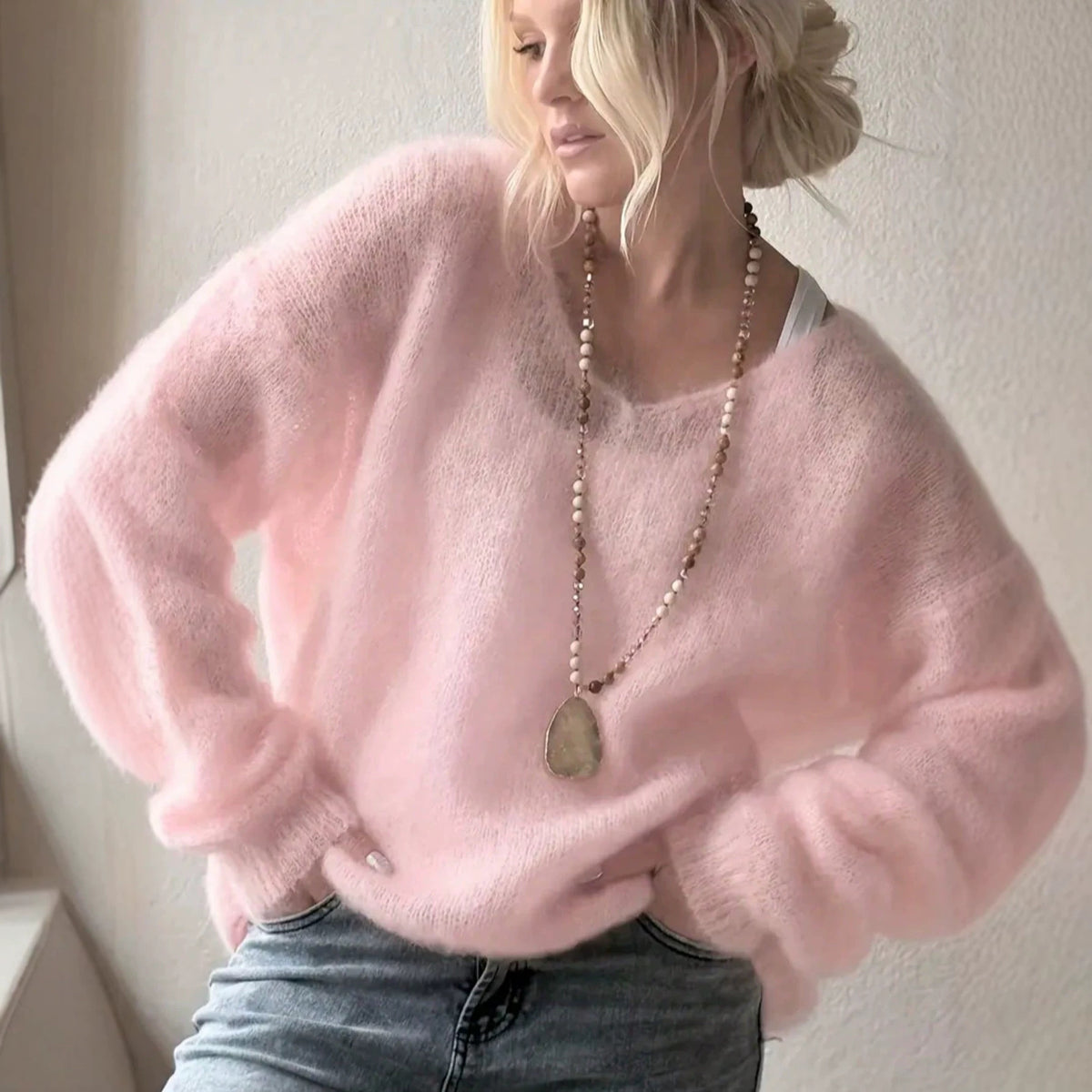 Soft V-Neck Knit Sweater