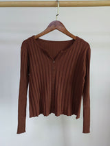 Thick Rib Crew Neck Knit Cardigan
