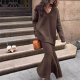Knit Top and Fishtail Skirt Set