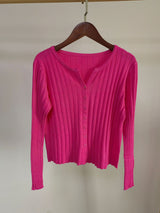 Thick Rib Crew Neck Knit Cardigan