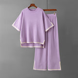 Contrast Colour Top and Wide Leg Trouser Set