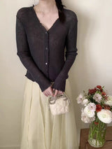 Frill Edge Slub Knit Sun Cardigan