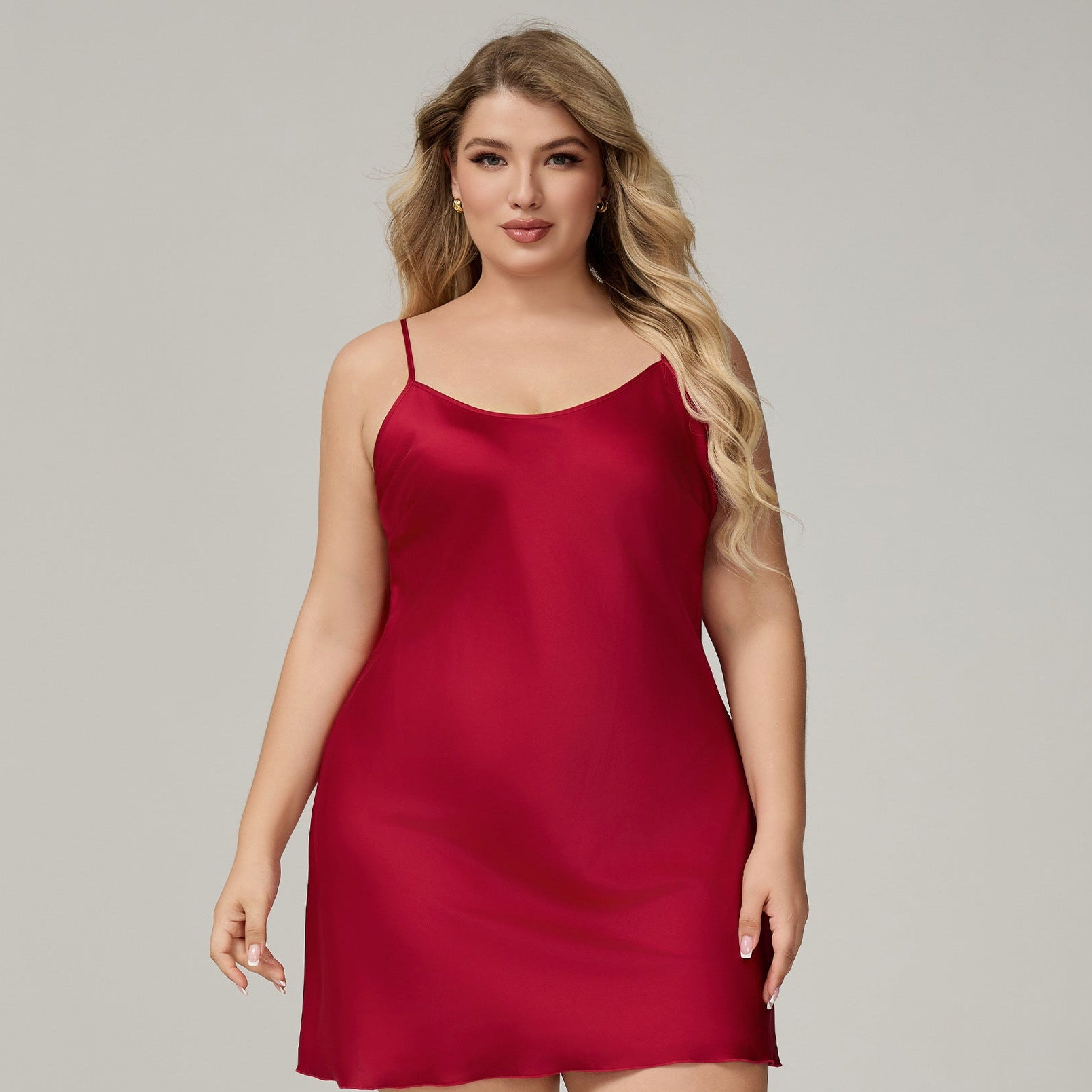 The Satin Desire | Women's Plus-Size Satin Suspender Chemise Nightdress