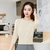Knitted short top bottoming shirt autumn and winter 2021 new slim-fitting long-sleeved round neck with high-waisted sweater women's wholesale