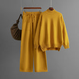 Thick Mock Neck Knit Set with Pockets