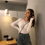 Autumn and winter V-neck knitted long-sleeved slim-fitting tight-fitting warm bottoming shirt top trendy pullover thin sweater women's wholesale