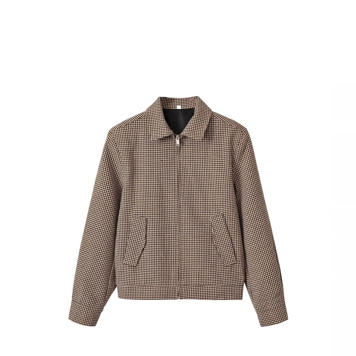 Houndstooth Zip Up Jacket