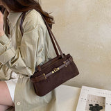 Suede Lock Shoulder Bag
