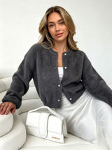 Faux Mink Pearl Button Cardigan