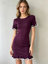 Ruffle Sleeve Knit Midi Dress