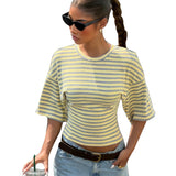 Striped Round Neck Waist Top