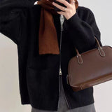 Casual Cashmere Blend Zipper Cardigan – Korean Loose Fit Pocket Sweater for Women