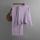 Ribbed Mock Neck Lace Up Knit Set