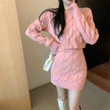 Twist Knit Top and Mini Skirt Set