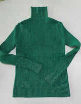 Rhinestone Slouch Neck Thick Knit Sweater
