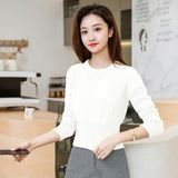 Knitted short top bottoming shirt autumn and winter 2021 new slim-fitting long-sleeved round neck with high-waisted sweater women's wholesale