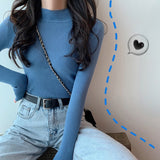 Stretch Mock Neck Knit Top 19 Colours