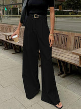 Twill Wide Leg Commuter Trousers