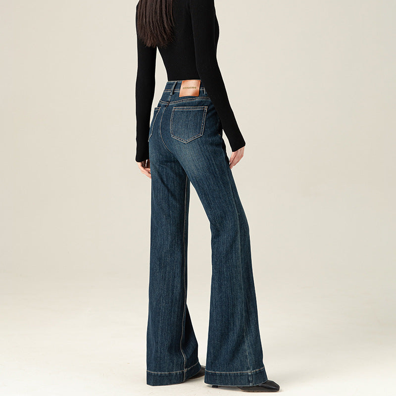 Tencel American-style horn jeans women's 2025 retro elastic