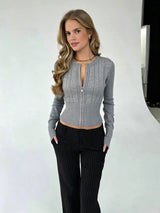 Twist Zip Knit Cardigan