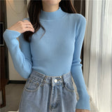 Stretch Mock Neck Knit Top 19 Colours
