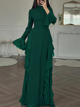 Flared Sleeve A-Line Maxi Dress