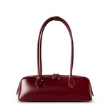 Long Leather Baguette Shoulder Bag