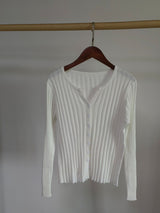 Thick Rib Crew Neck Knit Cardigan