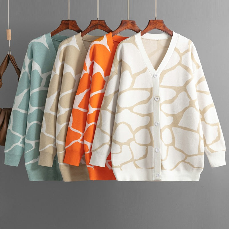 Geometric Jacquard Longline Cardigan