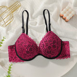 The Crimson Allure | Women's Lace Underwire Push-Up Bra