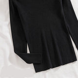 Vertical Rib Loose Crew Neck Knit Top