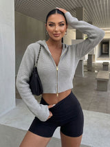 Hooded Zip Knit Cardigan