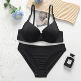The Cotton Comfort | Solid Color Push-Up Underwire Bra & Panty Set