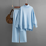 Turtleneck Side Slit Knit Two Piece Set